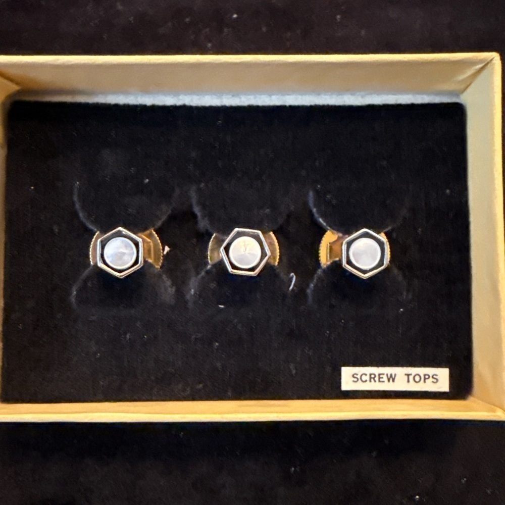 Men’s Formalwear Tuxedo Studs – Hexagonal Screw Tops (Set of 3)